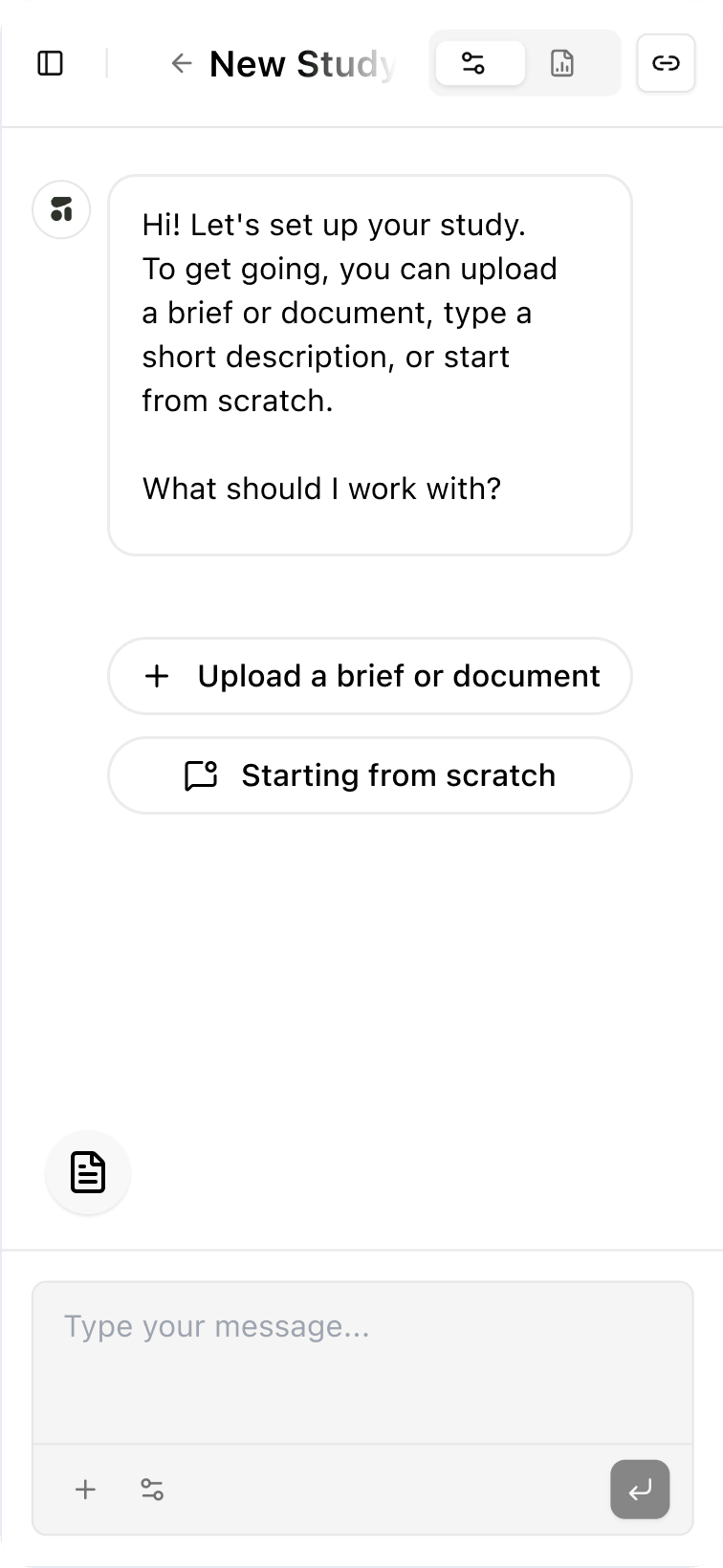 Study setup: a conversation that drafts the interview guide and research objectives